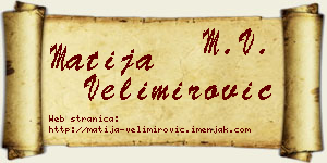 Matija Velimirović vizit kartica